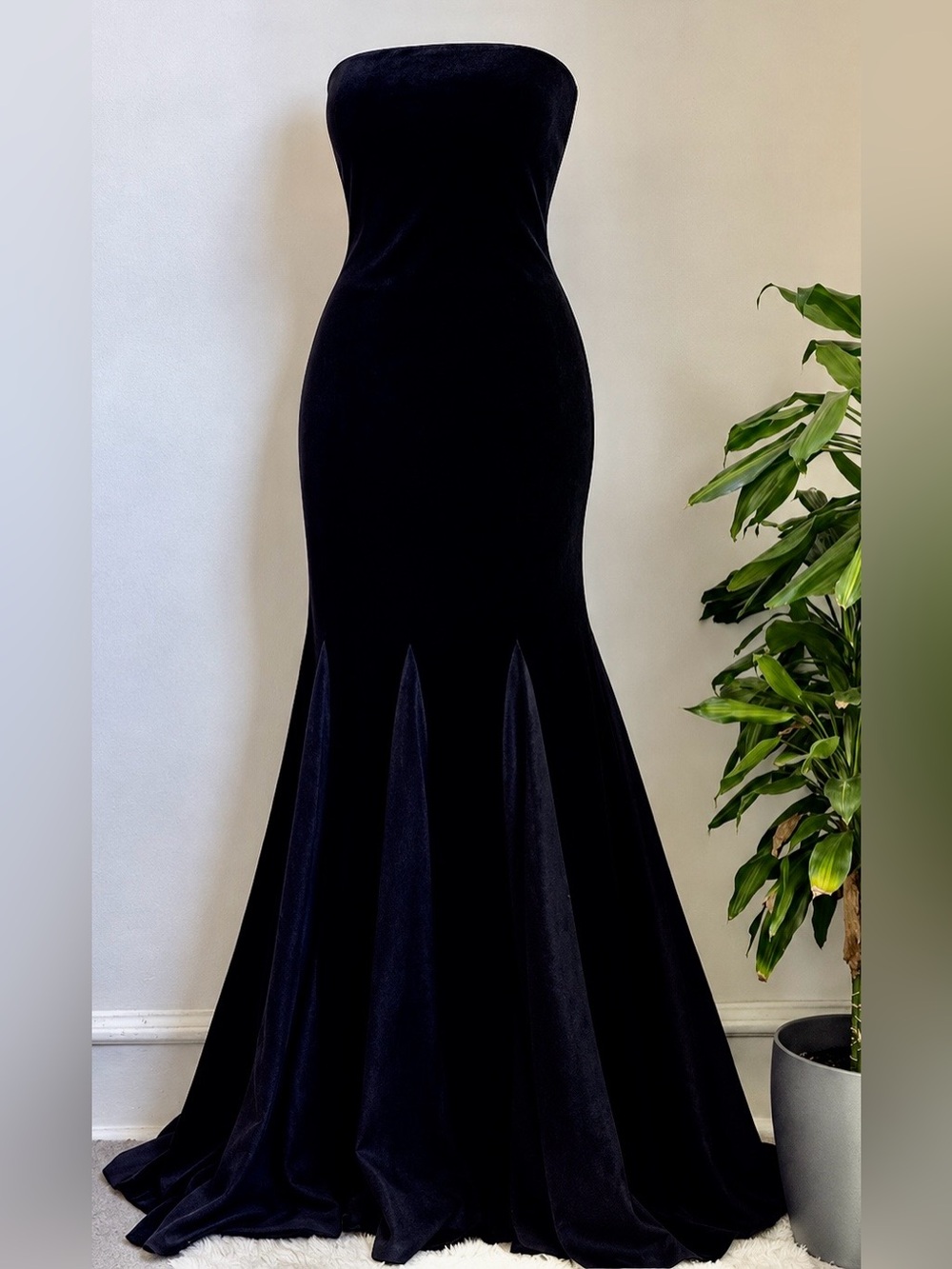 Marc Bouwer Vintage Velvet Godet Mermaid Gown (no straps)